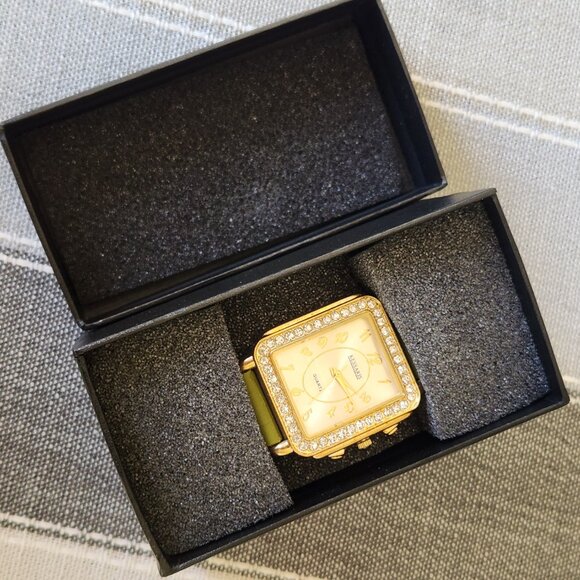 Kessaris Quartz Sparkling Rhinestone Gold Tone Watch New Battery main image 6